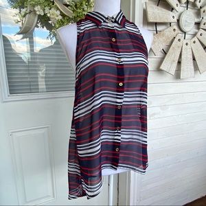 Red White & Blue Racer Back Chiffon Blouse